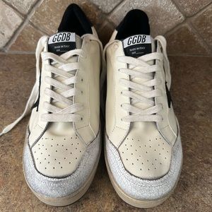 GOLDEN GOOSE GGDB BALLSTAR White & Blue Leather Superstar Sneakers-Sz 44/11